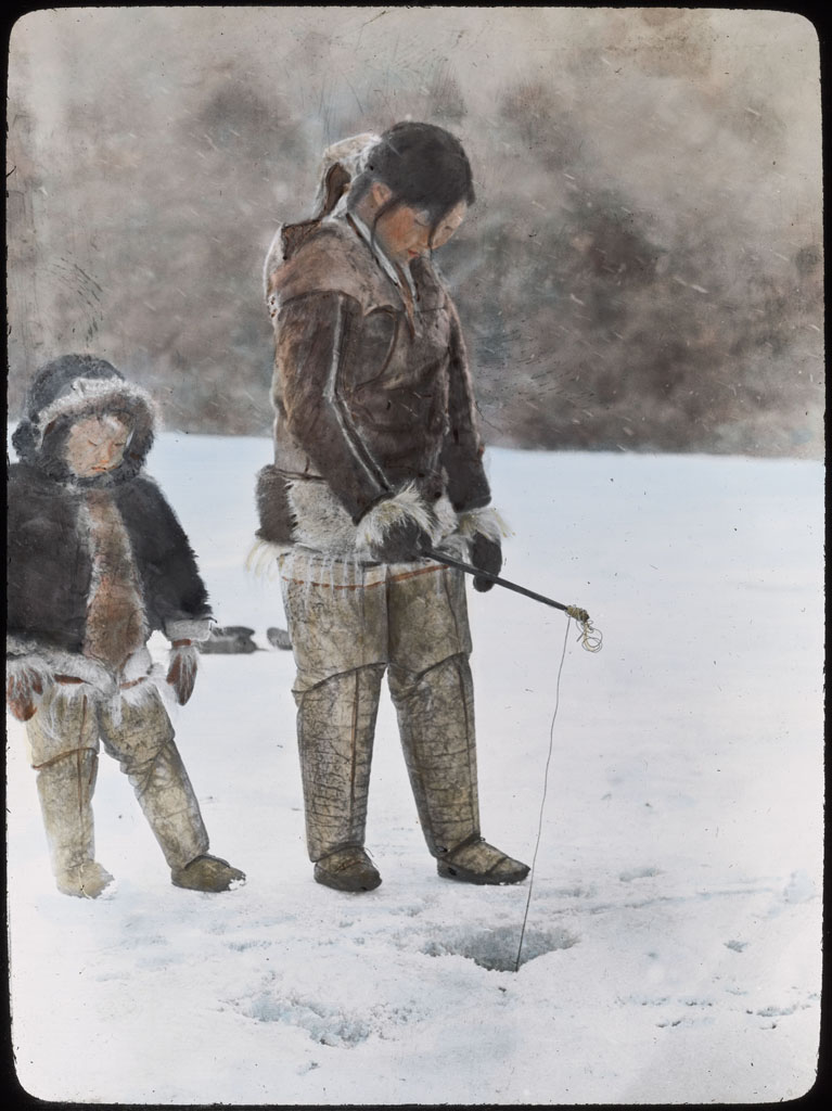 Donald Baxter MacMillan; Alida Lake, Ahnenah Fishing; 1913-1917; image; silver gelatin on glass; 10.16 cm x 8.26 cm x 0.64 cm (4 in. x 3 1/4 in. x 1/4 in.); TGM; North America