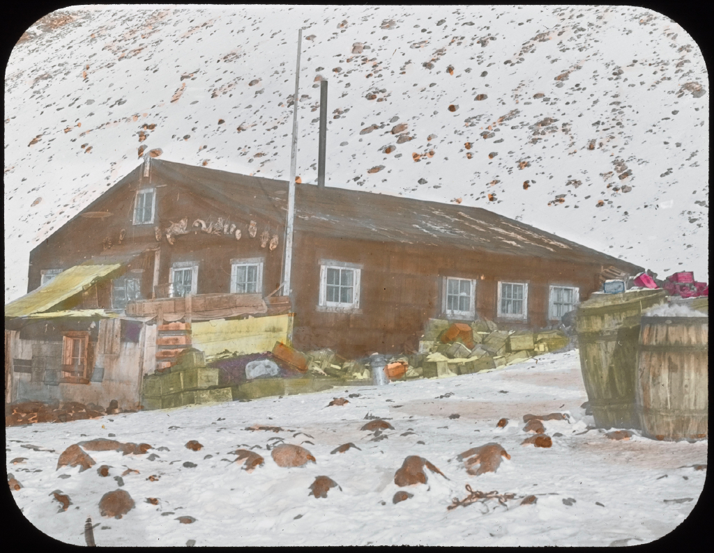 Donald Baxter MacMillan; Borup Lodge at Etah. North Greenland; 1913-1917; image; silver gelatin on glass; 10.16 cm x 8.26 cm x 0.64 cm (4 in. x 3 1/4 in. x 1/4 in.); TGM; North America