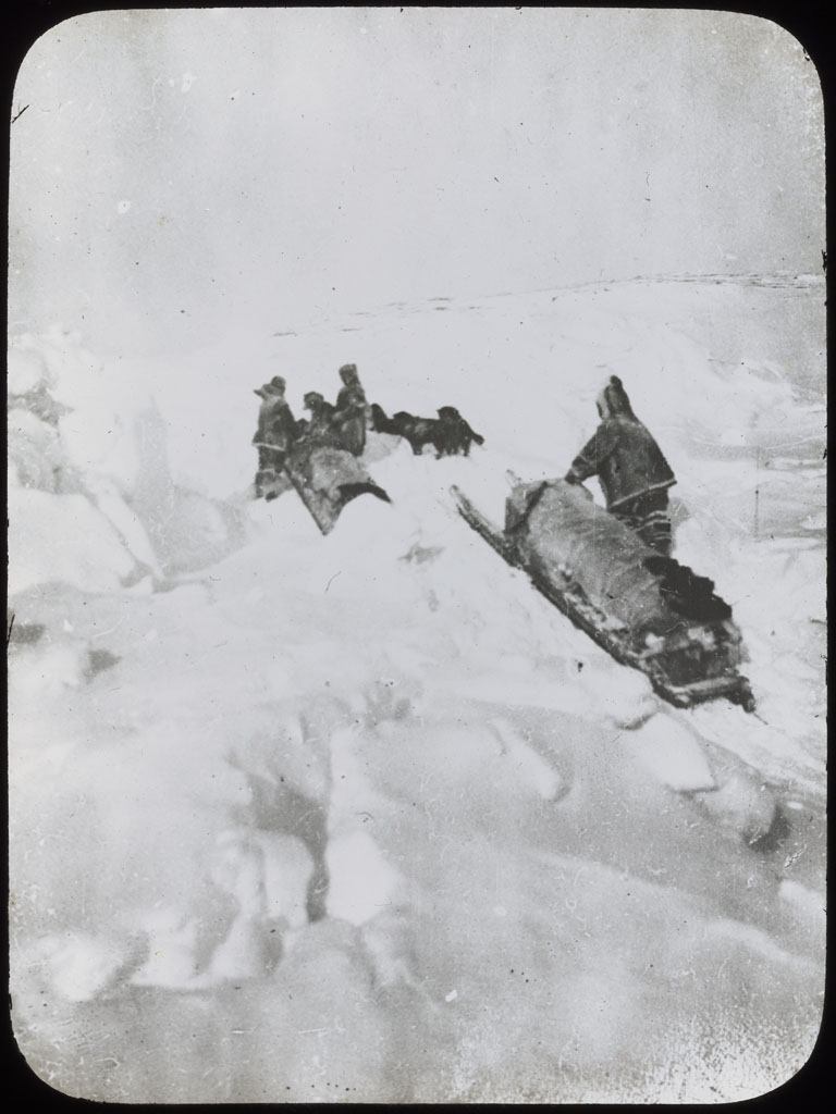 Donald Baxter MacMillan; Sledging Rough Polar Sea; 1913-1917; image; silver gelatin on glass; 10.16 cm x 8.26 cm x 0.64 cm (4 in. x 3 1/4 in. x 1/4 in.); TGM; North America