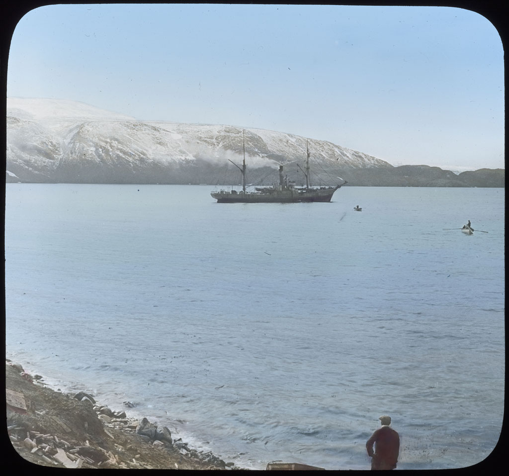 Donald Baxter MacMillan; Ship at anchor in Northwest Greenland (NEPTUNE); 1917; image; silver gelatin on glass; 10.16 cm x 8.26 cm x 0.64 cm (4 in. x 3 1/4 in. x 1/4 in.); TGM; North America