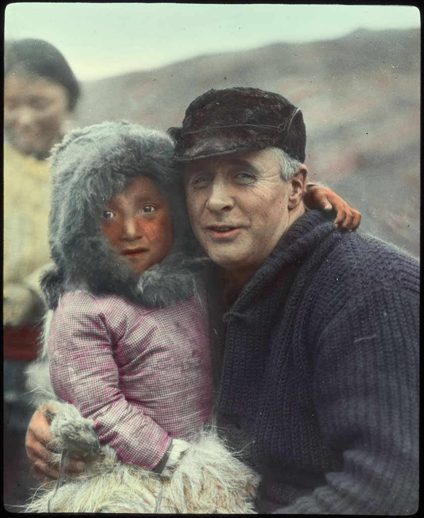 Donald Baxter MacMillan; MacMillan and Eskimo child, mother beyond; 1913-1917; image; silver gelatin on glass; 10.16 cm x 8.26 cm x 0.64 cm (4 in. x 3 1/4 in. x 1/4 in.); TGM; North America