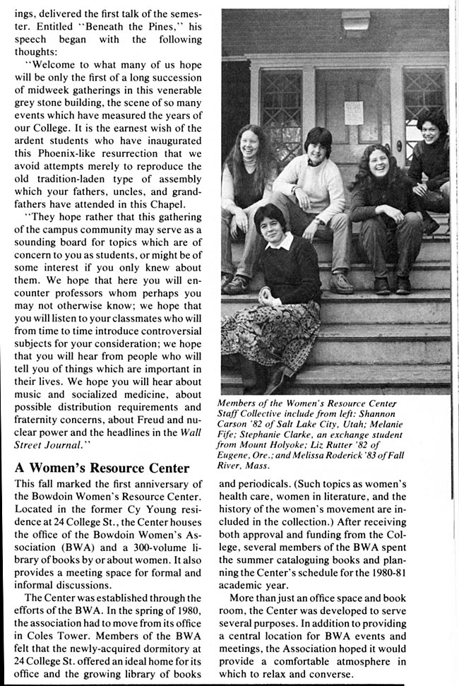 CS64 Page 1 - Bowdoin Alumnus Magazine: A Women's Resource Center