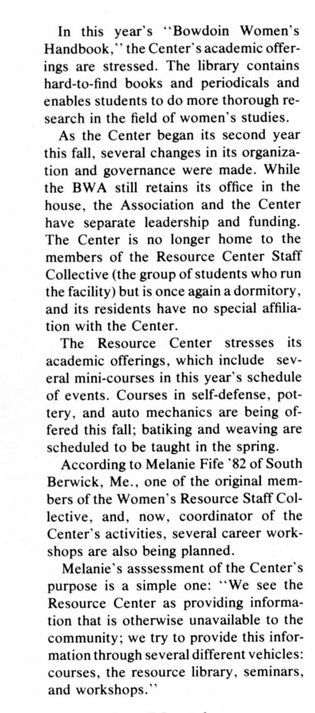 CS64 Page 2 - Bowdoin Alumnus Magazine: A Women's Resource Center
