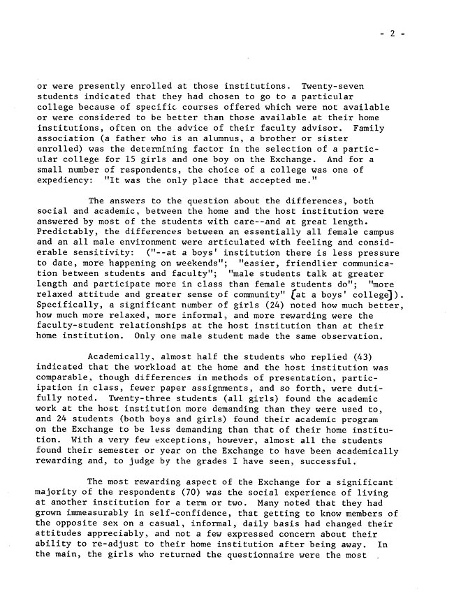 Questionnaire Evaluations Summary of the first year of the Twelve College Exchange(1969-1970) - Sept. 1970 -sb-15.2-page-2