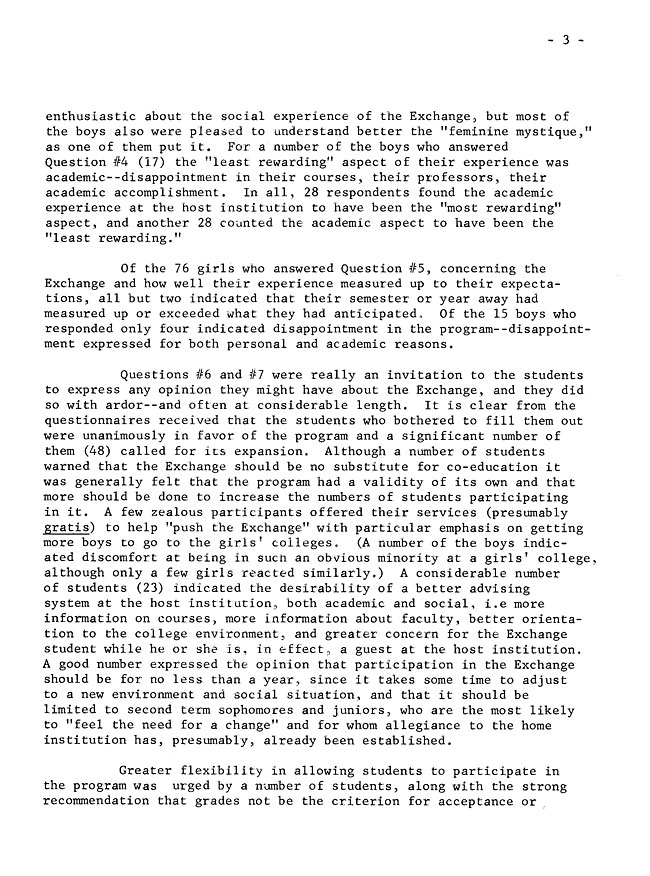 Questionnaire Evaluations Summary of the first year of the Twelve College Exchange(1969-1970) - Sept. 1970 -sb-15.2-page-3