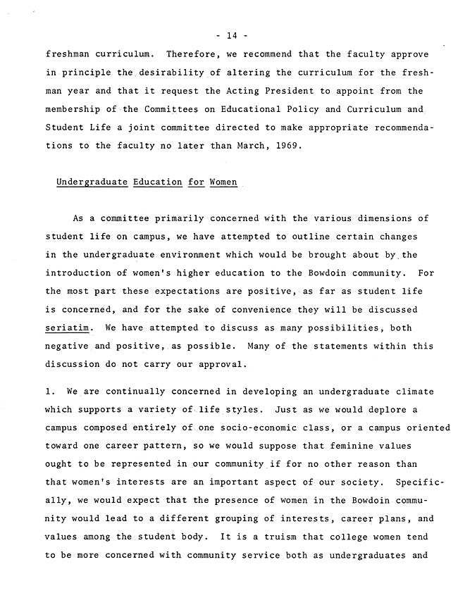 The Annual Report of the Student Life Committee 1968 (excerpt: coordinate colleges) - sb-8-page-2