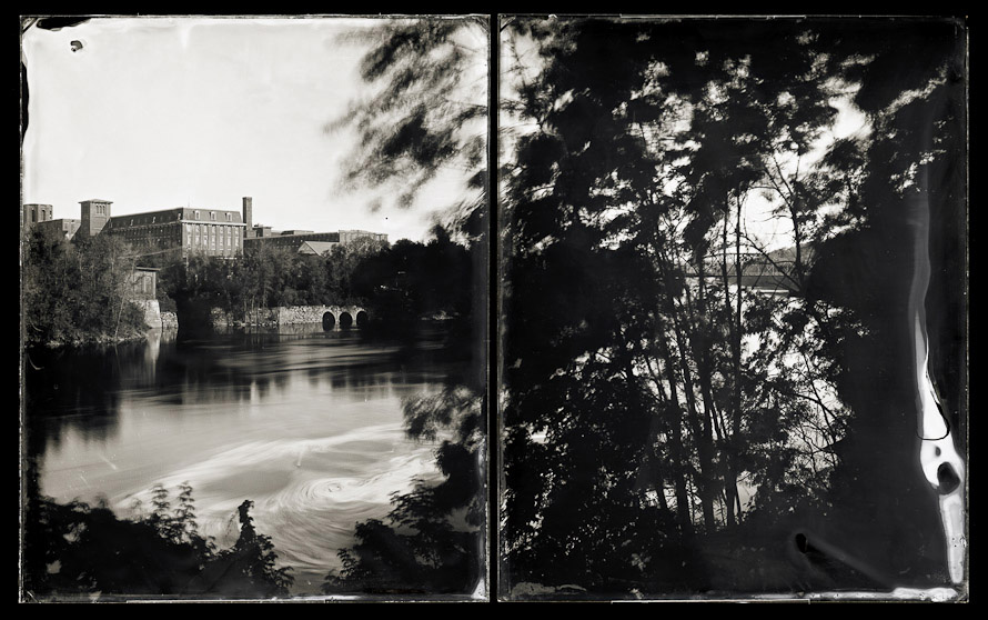 View of Bates Mill from Auburn (diptych), 2011