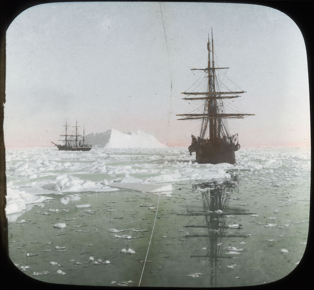 [WINDWARD and ERIK] Melville Bay Whaling Barks in the Pack; 1901; image; silver gelatin on glass; 10.16 cm x 8.26 cm x 0.64 cm (4 in. x 3 1/4 in. x 1/4 in.); TGM; North America