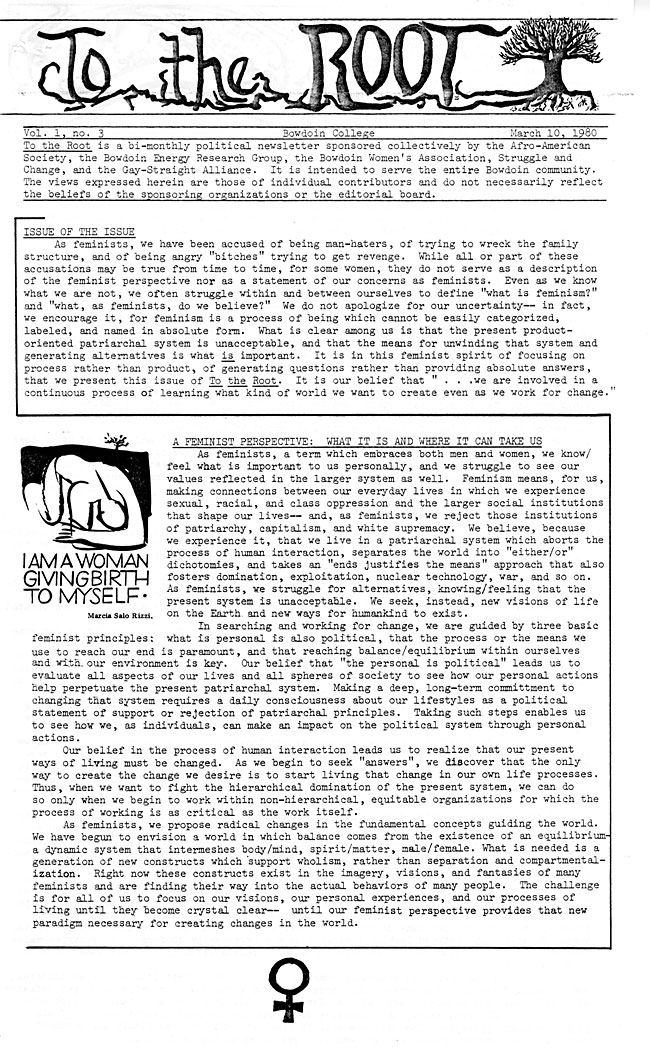 CS62 Page 1 - To The Root: Feminist Issue 