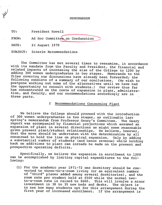 SW32 - Page 1 - Memorandum to President Howell